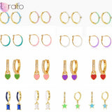 925 Silver Needle Candy Neon Heart Drop Hoop Earring