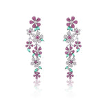 925 Silver Needle Earrings Exaggerated Flower Long Drop Earring