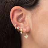 925 Silver Butterfly Earrings CZ Zircon Piercing Women's Jewelry Gift