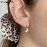925 Silver Butterfly Earrings CZ Zircon Piercing Women's Jewelry Gift