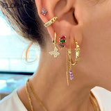 925 Silver Butterfly Earrings CZ Zircon Piercing Women's Jewelry Gift