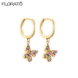 925 Silver Butterfly Earrings CZ Zircon Piercing Women's Jewelry Gift