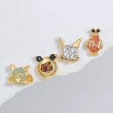 925 Silver Needle Animal Stud Earring Colorful Zircon Ear Stud Party Gift