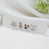 925 Silver Needle Animal Stud Earring Colorful Zircon Ear Stud Party Gift