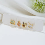 925 Silver Needle Animal Stud Earring Colorful Zircon Ear Stud Party Gift