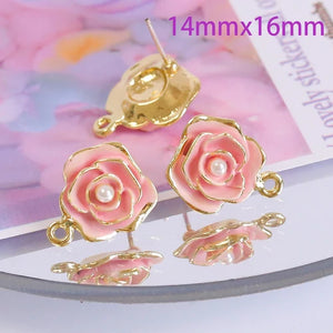 925 Silver Needle Camellia Rose Stud Earrings
