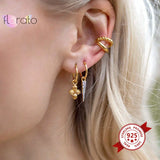 925 Silver Geometric Spike Hoop Earrings Prairie Wind Pendant Earrings