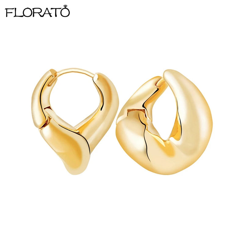 Big Hoop Earrings for Women Heavy Metal Plated Drop Earrings