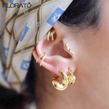 Big Hoop Earrings for Women Heavy Metal Plated Drop Earrings