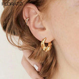 Big Hoop Earrings for Women Heavy Metal Plated Drop Earrings