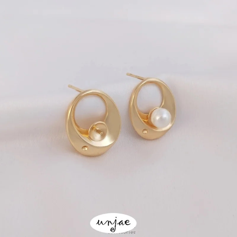 925 Silver Needle Pearl Earrings 14K Egg Shaped Pearl Preservation