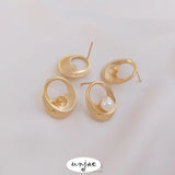 925 Silver Needle Pearl Earrings 14K Egg Shaped Pearl Preservation