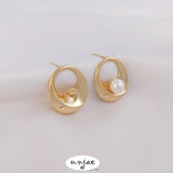 925 Silver Needle Pearl Earrings 14K Egg Shaped Pearl Preservation