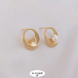 925 Silver Needle Pearl Earrings 14K Egg Shaped Pearl Preservation