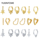 925 Silver Needle Hoop Earrings Crystal Huggie Earrings for Women