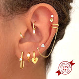 925 Silver Needle Hoop Earrings Crystal Huggie Earrings for Women