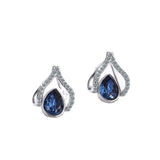 925 Silver Needle Japanese Water Drop Sapphire Flower Earrings