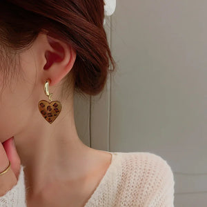 925 Silver Leopard Print Love Earrings Retro Personality