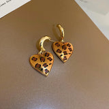 925 Silver Leopard Print Love Earrings Retro Personality