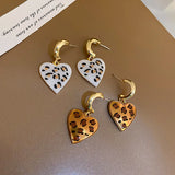 925 Silver Leopard Print Love Earrings Retro Personality