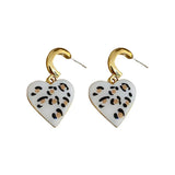 925 Silver Leopard Print Love Earrings Retro Personality