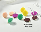 925 Silver Needle Macaron Acrylic Resin Ear Pin DIY Earrings 4pcs