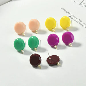 925 Silver Needle Macaron Acrylic Resin Ear Pin DIY Earrings 4pcs