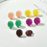 925 Silver Needle Macaron Acrylic Resin Ear Pin DIY Earrings 4pcs