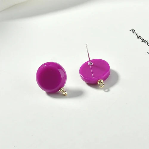 925 Silver Needle Macaron Stud Earring 4pcs