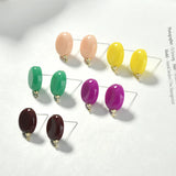925 Silver Needle Macaron Stud Earring 4pcs