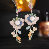 925 Silver Micro-Set Zircon Flower Freshwater Pearls Earrings