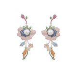 925 Silver Micro-Set Zircon Flower Freshwater Pearls Earrings