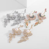 925 Silver Micro-Set Zircon Flower Freshwater Pearls Earrings