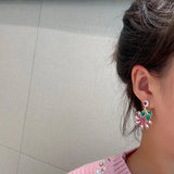 925 Silver Micro-Set Zircon Flower Freshwater Pearls Earrings