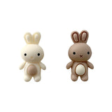 925 Silver Needle Milk Coffee Bear and Rabbit Earrings