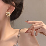 925 Silver Needle Milk Coffee Bear and Rabbit Earrings