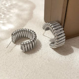 925 Silver Needle Metal Hoop Earrings for Women