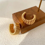 925 Silver Needle Metal Hoop Earrings for Women