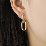 925 Silver Needle Circle Hoop Earrings Geometric Pendant Females Party Jewelry