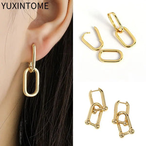925 Silver Needle Circle Hoop Earrings Geometric Pendant Females Party Jewelry
