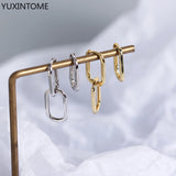 925 Silver Needle Circle Hoop Earrings Geometric Pendant Females Party Jewelry