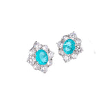 925 Silver Paraiba Tourmaline Oval Stud Earrings for Women