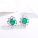 925 Silver Paraiba Tourmaline Oval Stud Earrings for Women