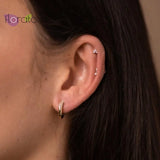 925 Silver Needle Pave Clear Crystal Hoop Earrings for Women