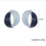925 Silver Needle Enamel Geometric Stud Earrings Dark Drip Earings
