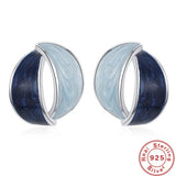 925 Silver Needle Enamel Geometric Stud Earrings Dark Drip Earings