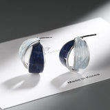 925 Silver Needle Enamel Geometric Stud Earrings Dark Drip Earings
