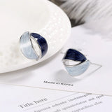 925 Silver Needle Enamel Geometric Stud Earrings Dark Drip Earings