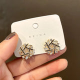 925 Silver Needle Diamond Flower Earrings Dongdaemun Small Personality Earring