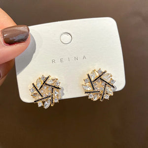 925 Silver Needle Diamond Flower Earrings Dongdaemun Small Personality Earring